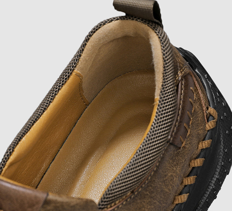 Men’s Genuine Leather Arch Support Slip-On Walking Shoes