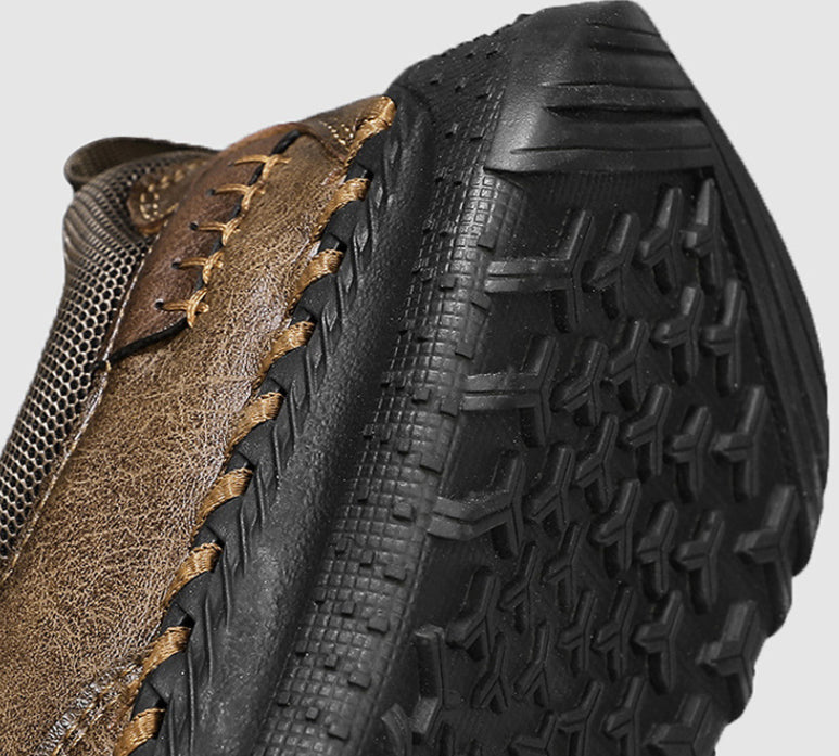 Men’s Genuine Leather Arch Support Slip-On Walking Shoes